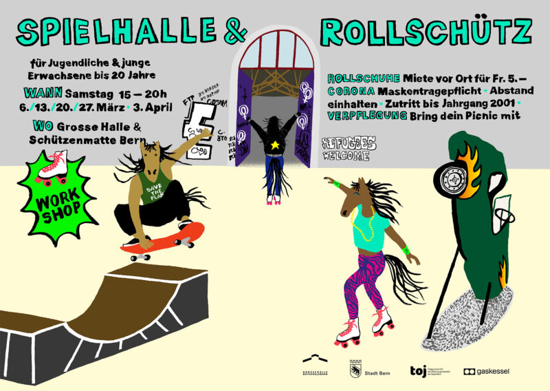 Spielhalle und Rollschütz